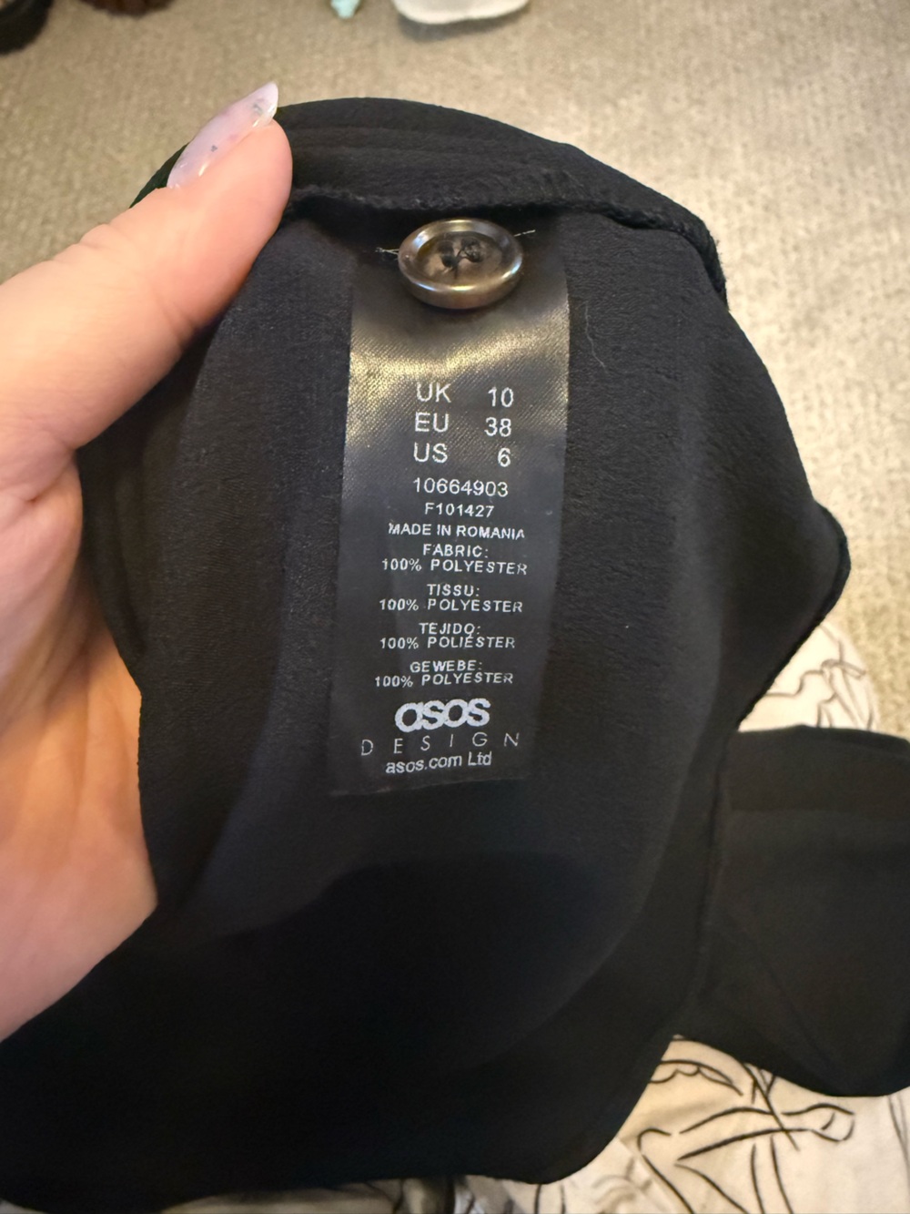 ASOS Black Button-Front Collared Blouse Jacket - Picture 3 of 3